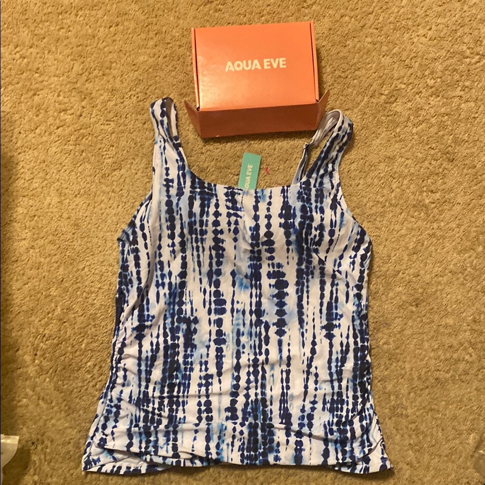 Blue and White Women's Tankini Top